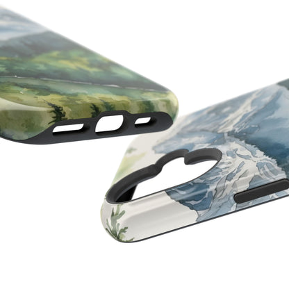 Watercolor Alpine Mountainscape - MagSafe iPhone Case