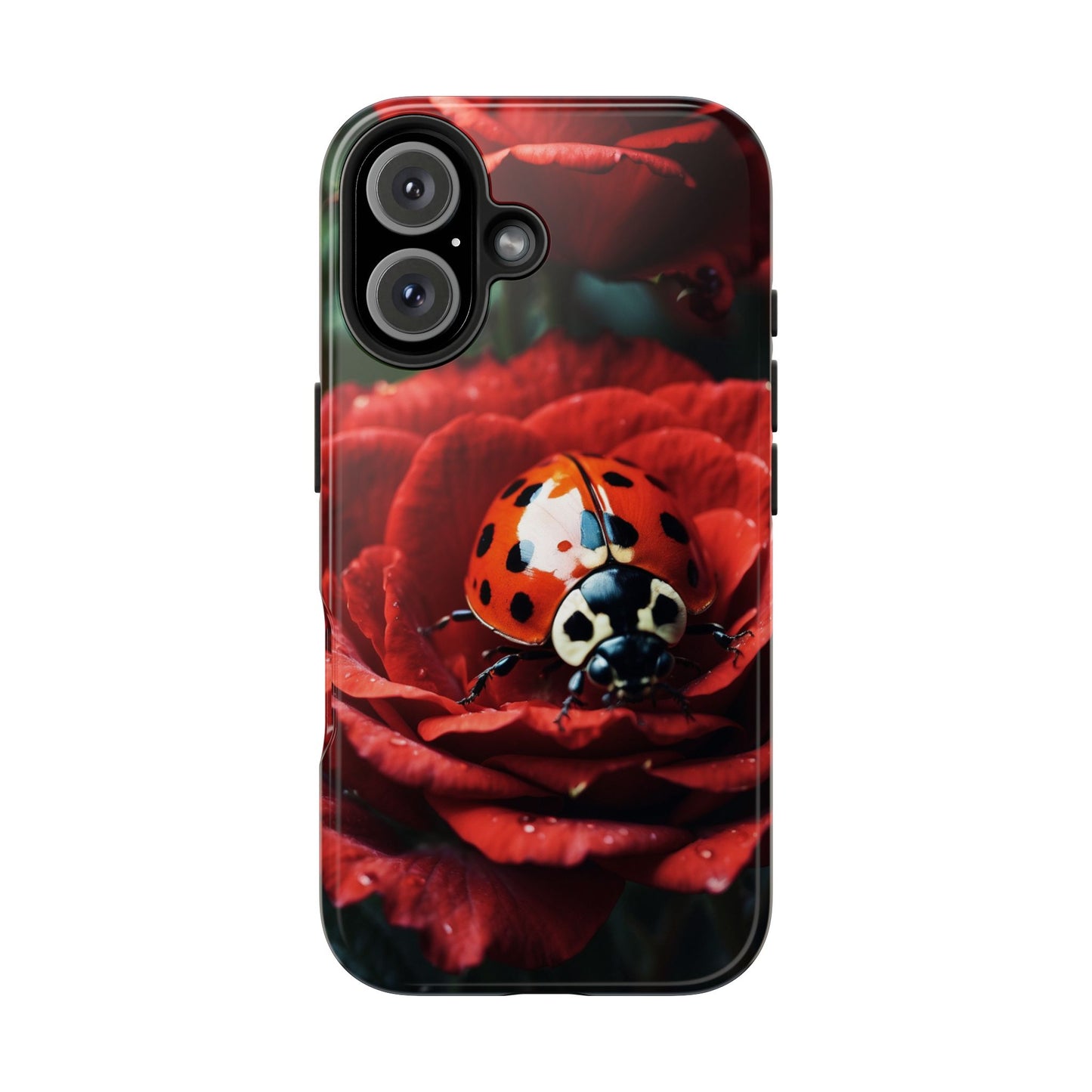 Elegant Rose & Ladybug Charm - iPhone Series Case