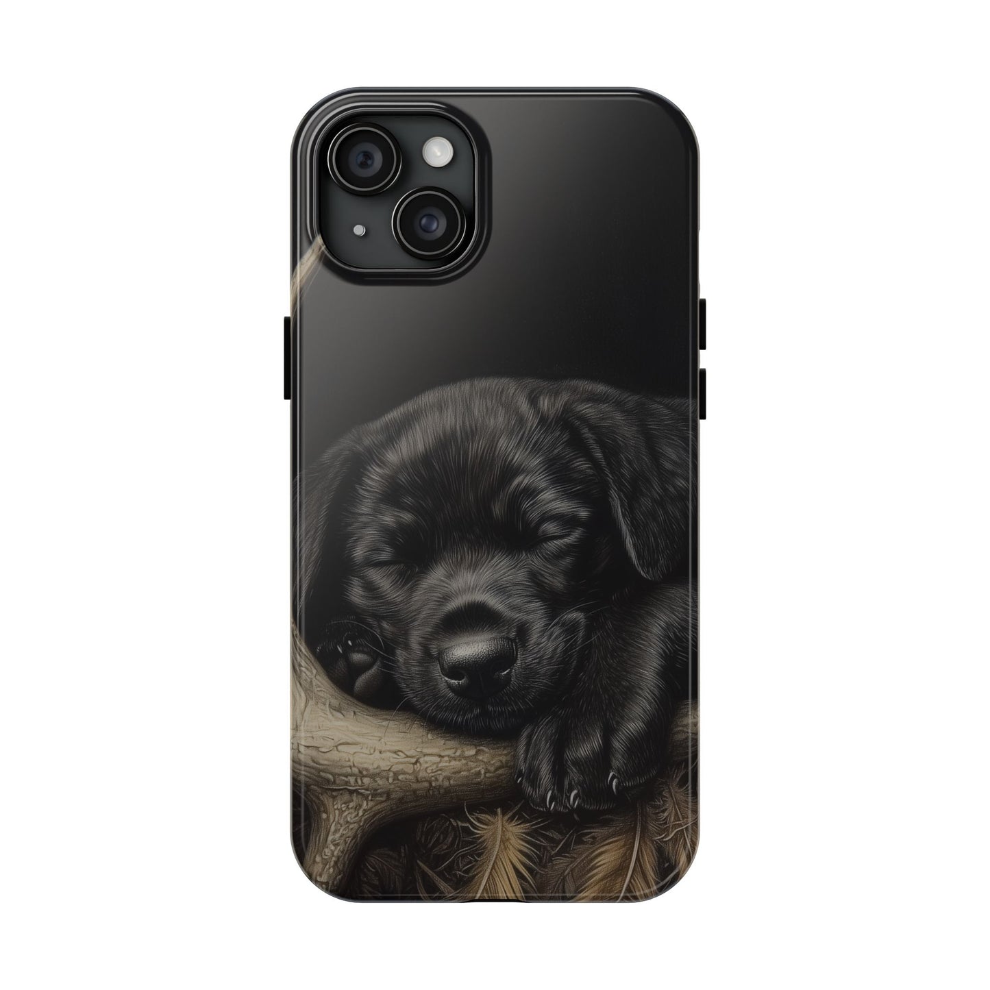 Adorable Black Labrador Puppy on Feathers iPhone Case