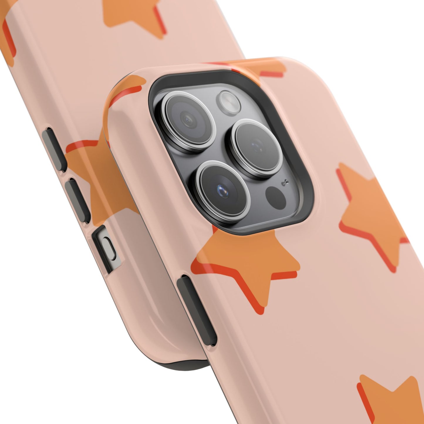 Retro Orange Stars MagSafe iPhone Case – Shock-Resistant, Smooth Matte Finish, Dual-Layer Design