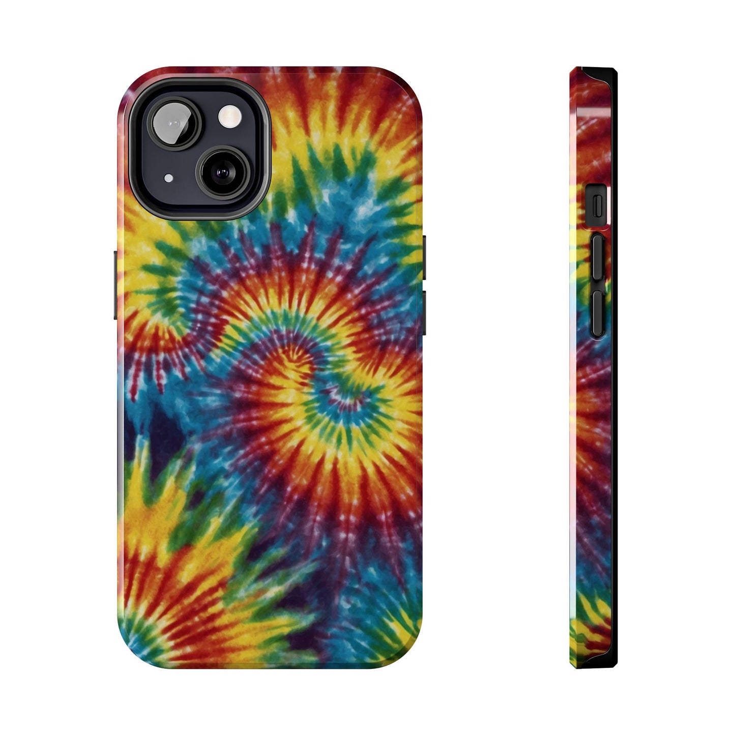 Retro Tie-Dye Swirl iPhone Case – Rainbow Spiral Design