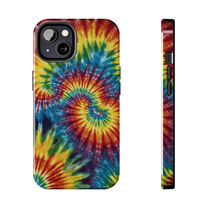 Retro Tie-Dye Swirl iPhone Case – Rainbow Spiral Design