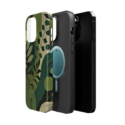 Abstract Green Leaves MagSafe iPhone Case - Nature-Inspired Protective Cover