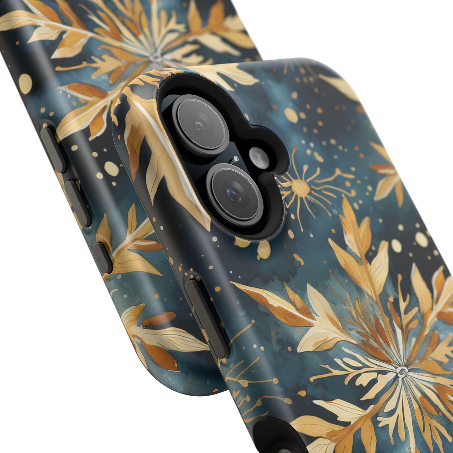 Gold Floral Snowflakes on Midnight Blue - MagSafe iPhone Series Case