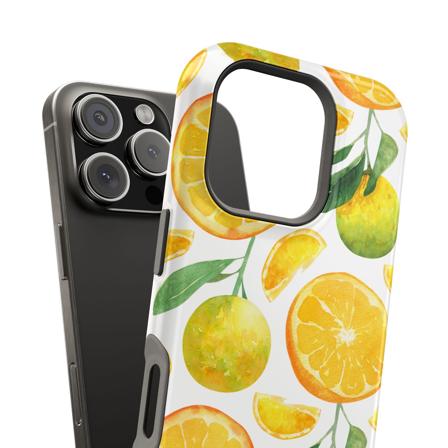 Sunny Citrus Grove Tough MagSafe iPhone Case – Watercolor Orange Design, Dual-Layer Protection