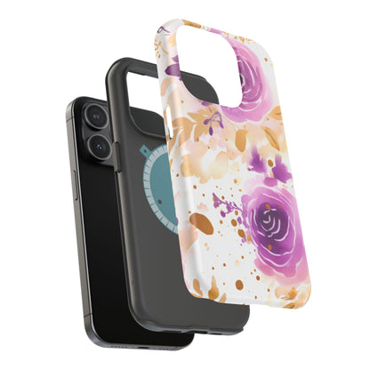 Soft Purple & Gold Floral Splash - MagSafe iPhone Series Case