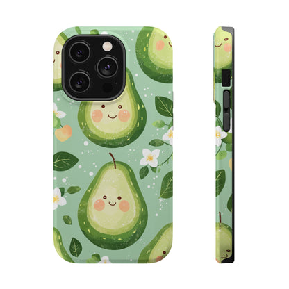 Smiling Avocados Tough MagSafe iPhone Case – Cute Avocado Design, Dual-Layer Protection