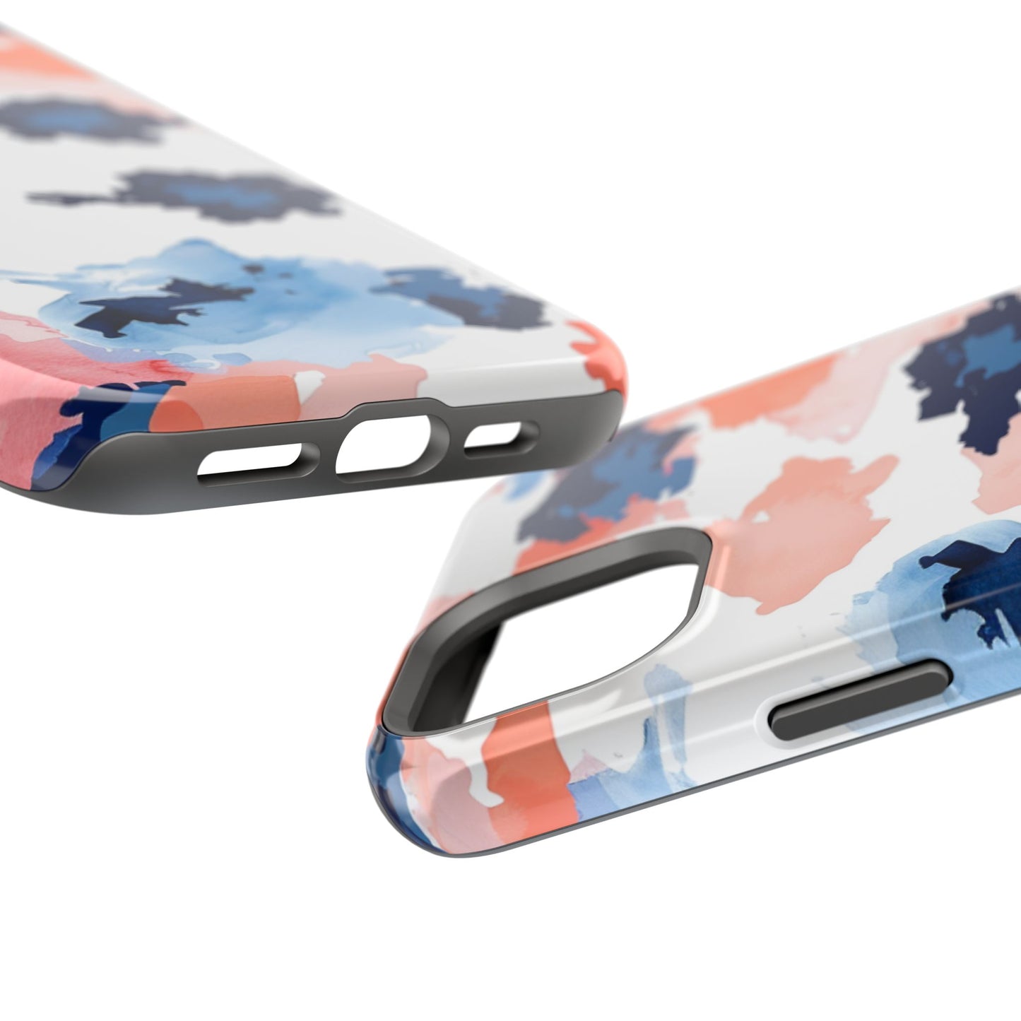 Abstract Coral & Navy Watercolor Design – MagSafe iPhone Case