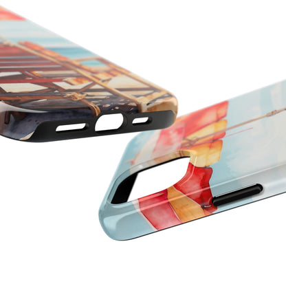 Beachfront Sunset Lounge iPhone Case – Vibrant Watercolor Design