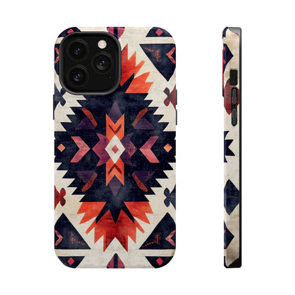 Boho Tribal Starburst Tough MagSafe iPhone Case – Vibrant Geometric Design, Dual-Layer Protection