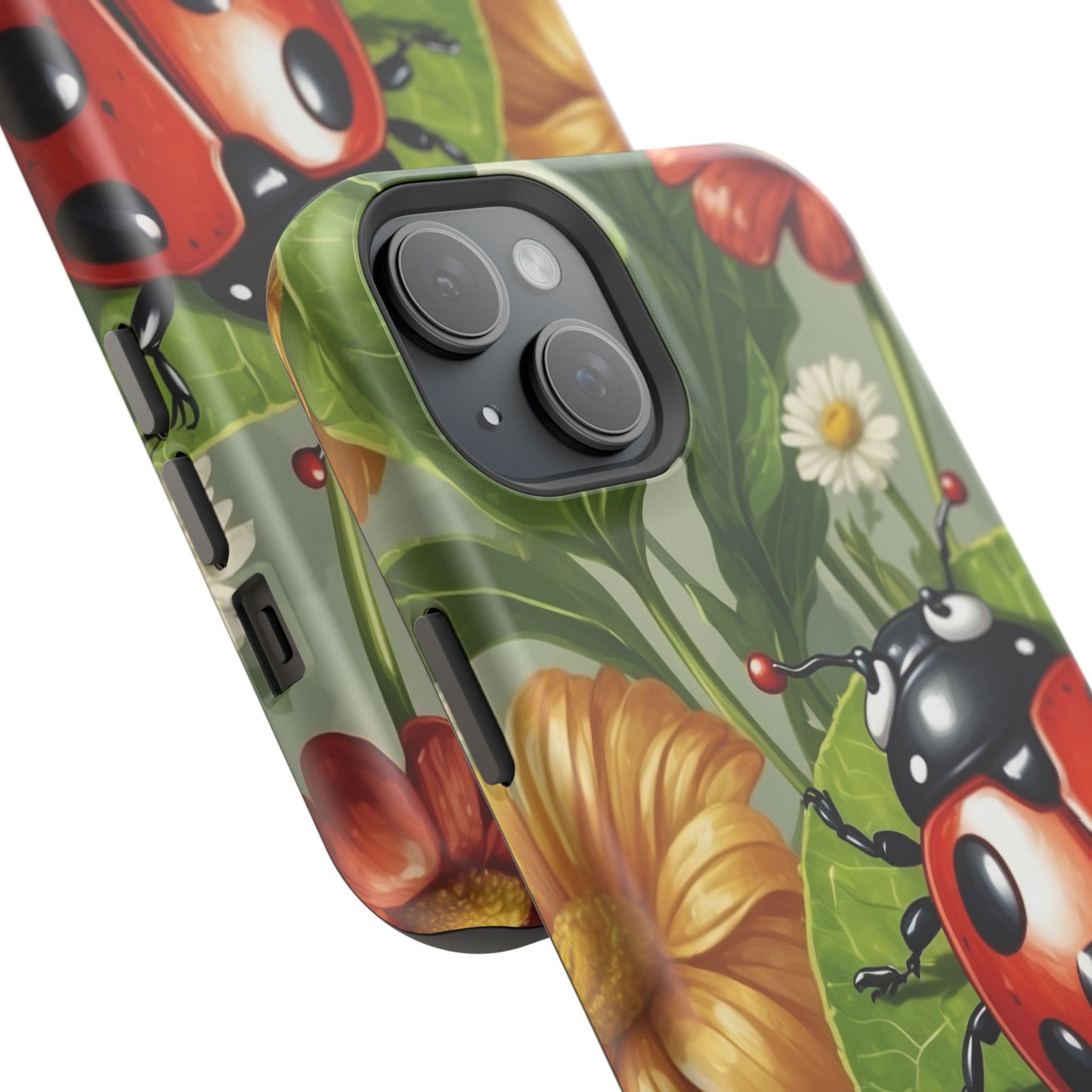 Ladybug Garden MagSafe iPhone Case – Whimsical Floral Design