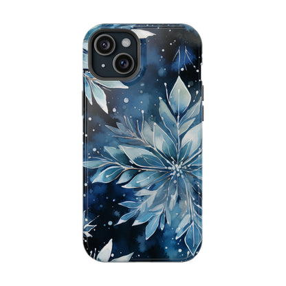 Winter’s Embrace – Blue Snowflake MagSafe iPhone Case