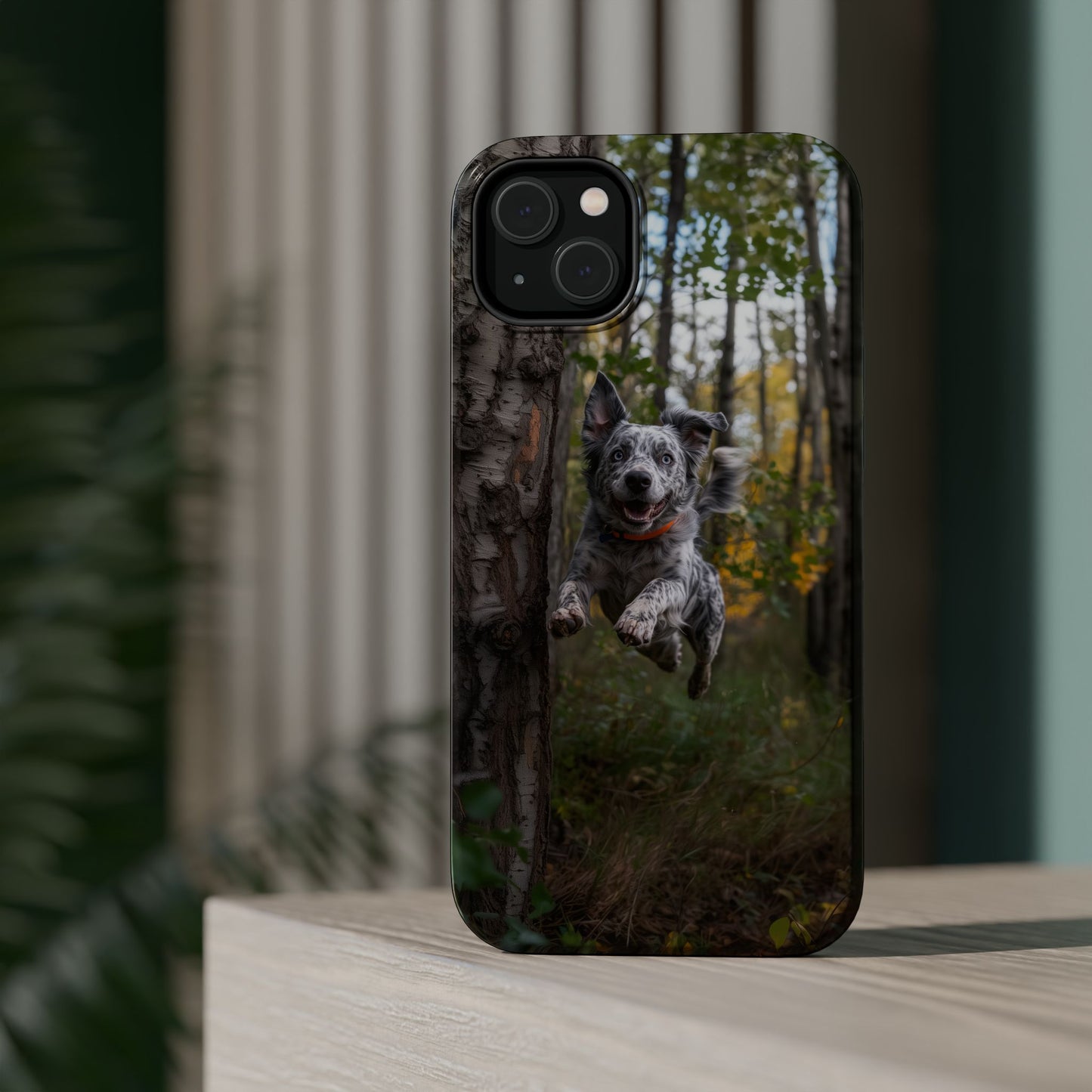 Happy Forest Dog MagSafe iPhone Case – Nature-Inspired Protective Cover