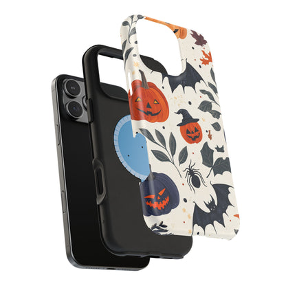 Spooky Halloween MagSafe iPhone Case – Pumpkins, Bats, and Spider Design