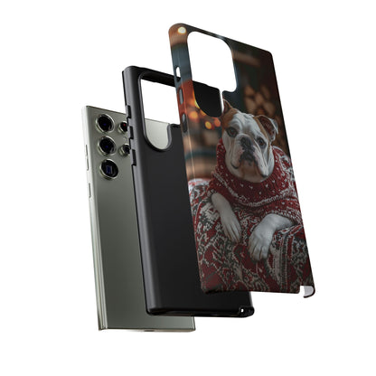 Cozy Bulldog in Sweater Samsung Galaxy Case – Festive Fireplace Protective Cove