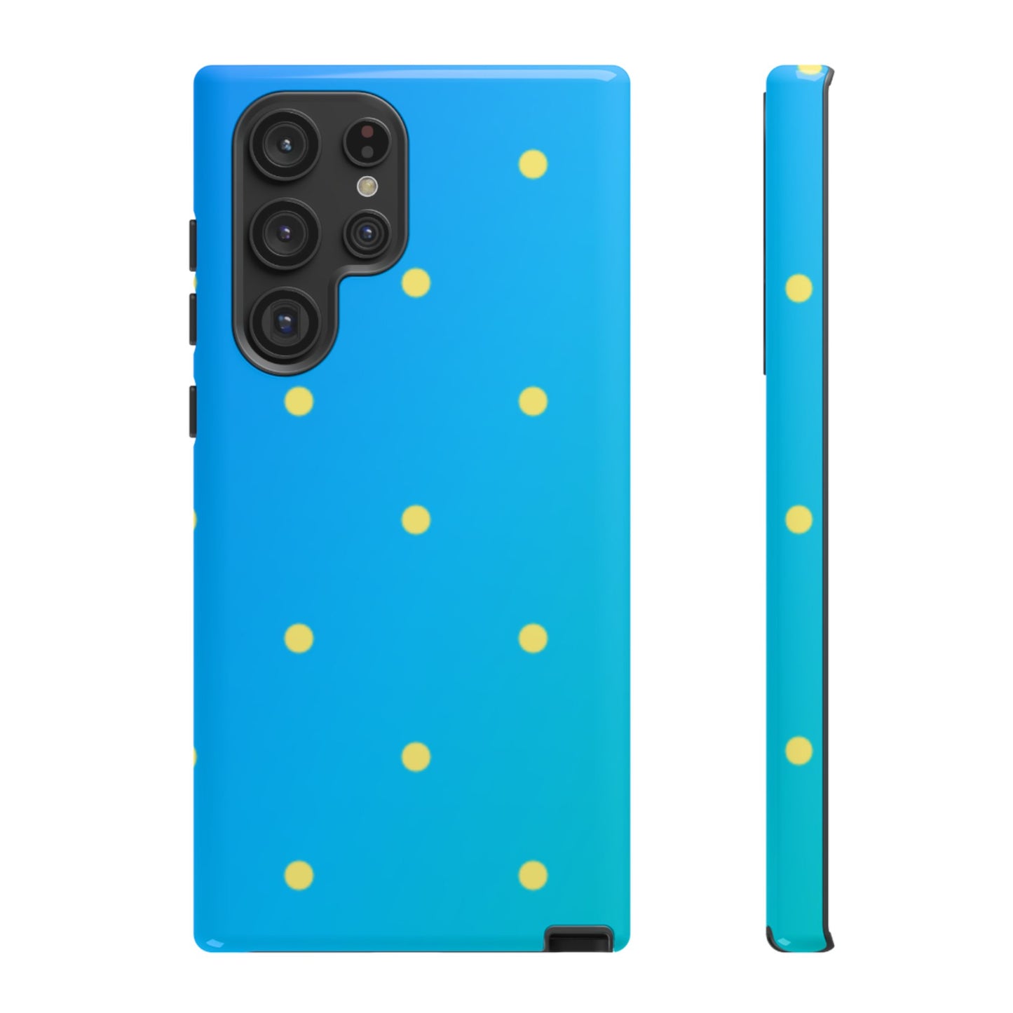 Blue Ocean Gradient Polka Dots Samsung Galaxy Case – Shockproof, Smooth Matte Finish, Dual-Layer Design