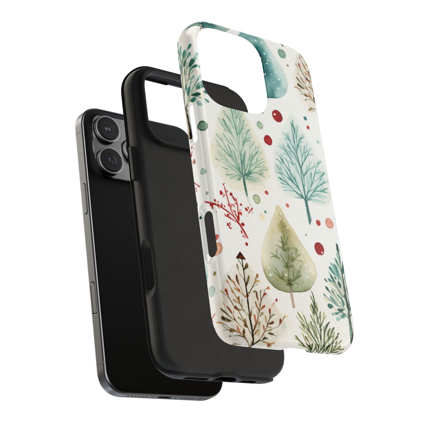 Watercolor Winter Trees iPhone Case – Nature-Inspired, Holiday Theme Protective Cover