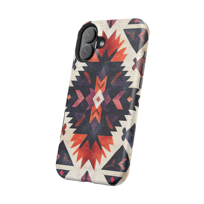 Boho Tribal Starburst Tough MagSafe iPhone Case – Vibrant Geometric Design, Dual-Layer Protection