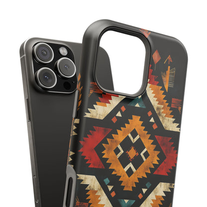 Southwestern Tribal Diamond Tough MagSafe iPhone Case – Bold Geometric Pattern, Dual-Layer Protection