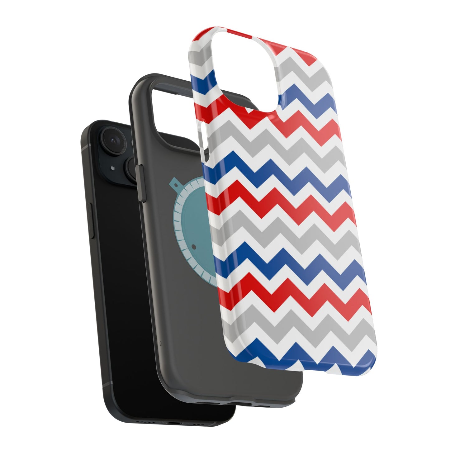 Patriotic Red, White & Blue Chevron – MagSafe Compatible iPhone Case