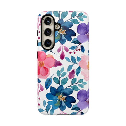 Mystic Bloom – Samsung Galaxy Case with Blue & Pink Watercolor Florals