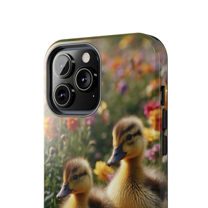 Charming Ducklings in Floral Garden - iPhone Case