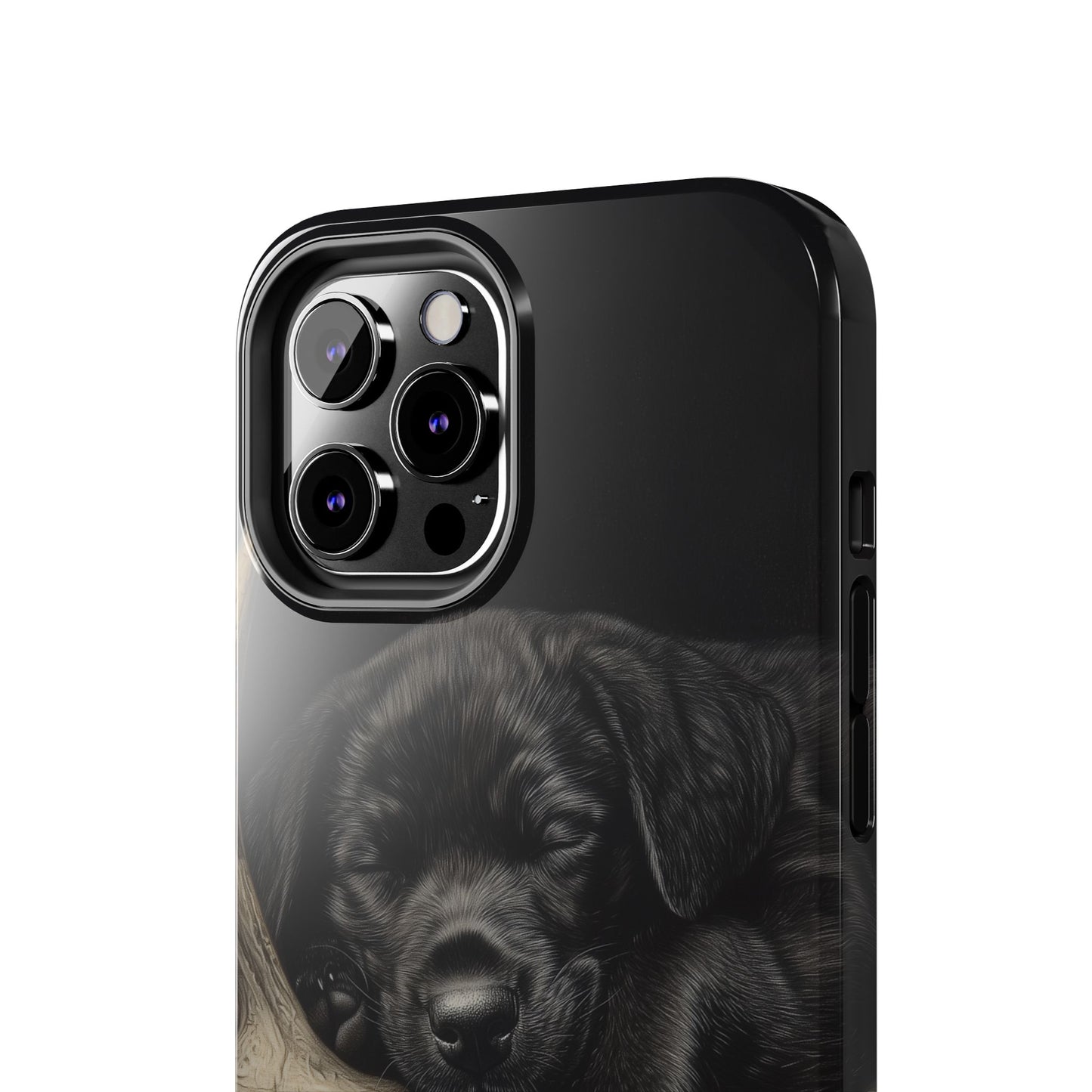 Adorable Black Labrador Puppy on Feathers iPhone Case