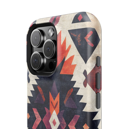 Boho Tribal Starburst Tough MagSafe iPhone Case – Vibrant Geometric Design, Dual-Layer Protection