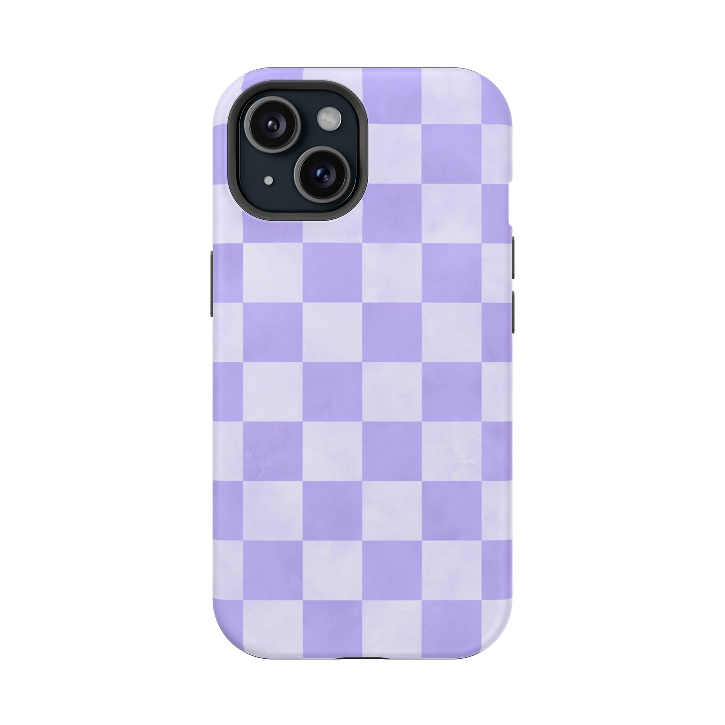 Lavender Checkerboard MagSafe iPhone Case – Shockproof, Smooth Matte Finish, Dual-Layer Design