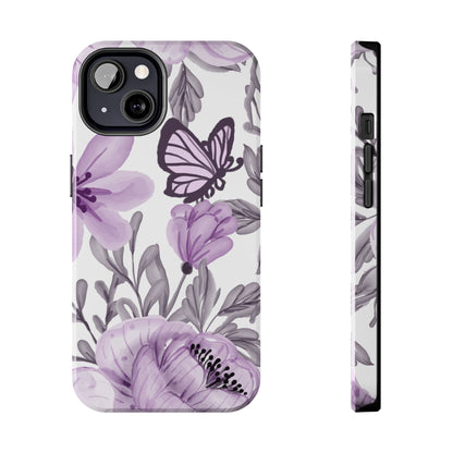 Lavender Bloom Butterfly iPhone Case – Delicate Floral Design with Watercolor Details