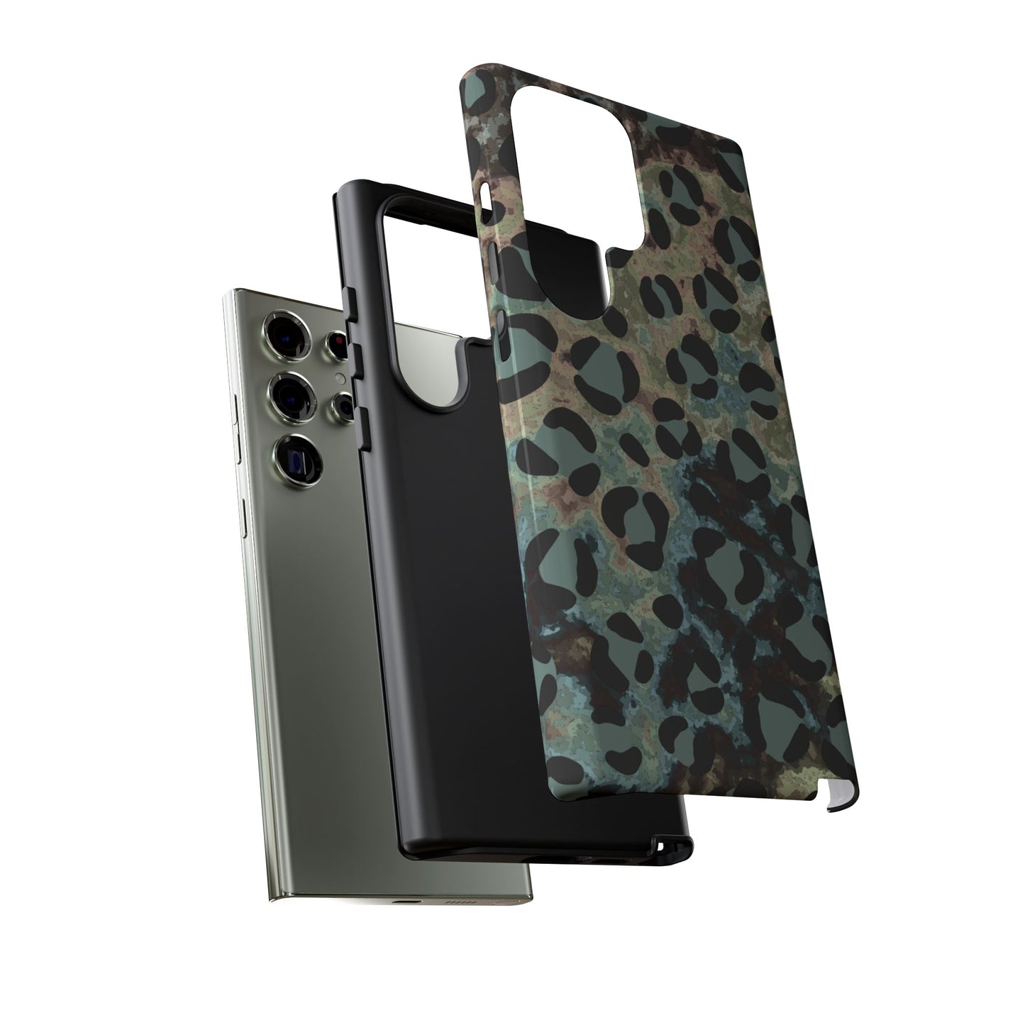 Moody Watercolor Leopard Print Tough Samsung Galaxy Case – Earthy Abstract Pattern with Dual-Layer Protection