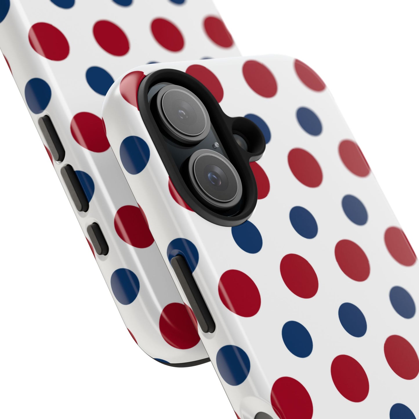 Patriotic Navy, White, and Red Polka Dot iPhone Case