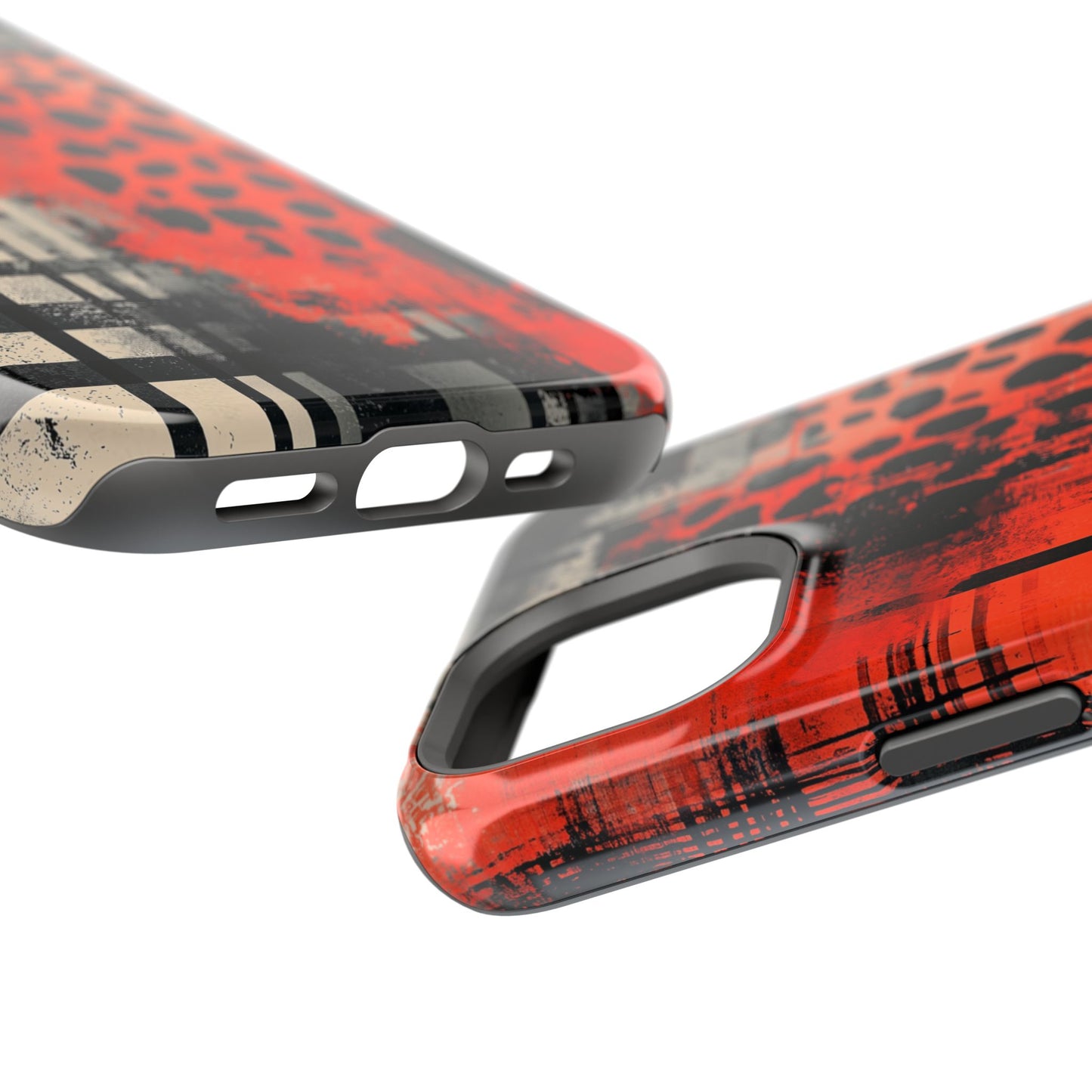 MagSafe iPhone Case: Cheetah Plaid – Red & Black Pattern