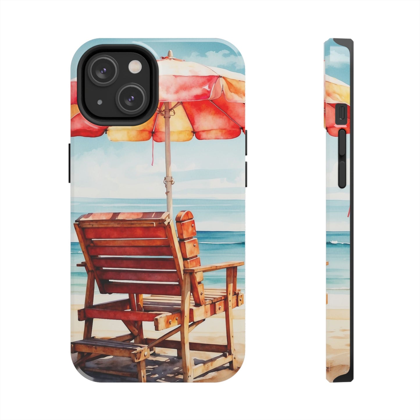 Beachfront Sunset Lounge iPhone Case – Vibrant Watercolor Design