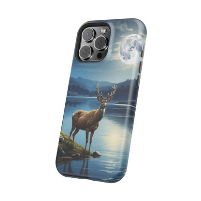 Moonlit Elegance: Stag by the Lake – MagSafe iPhone Case