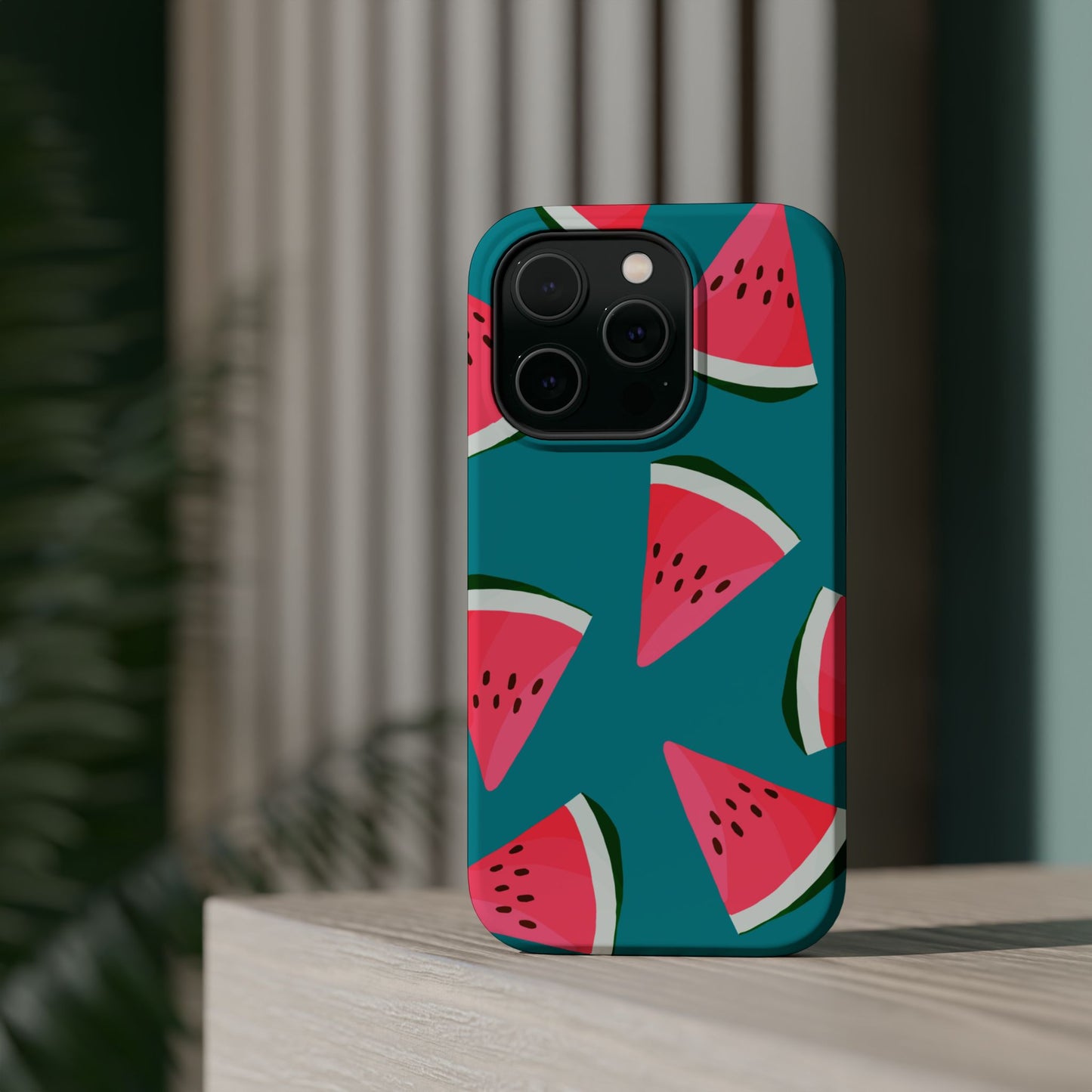 Watermelon Bliss MagSafe iPhone Case – Vibrant Summer Fruit Design on Teal Background