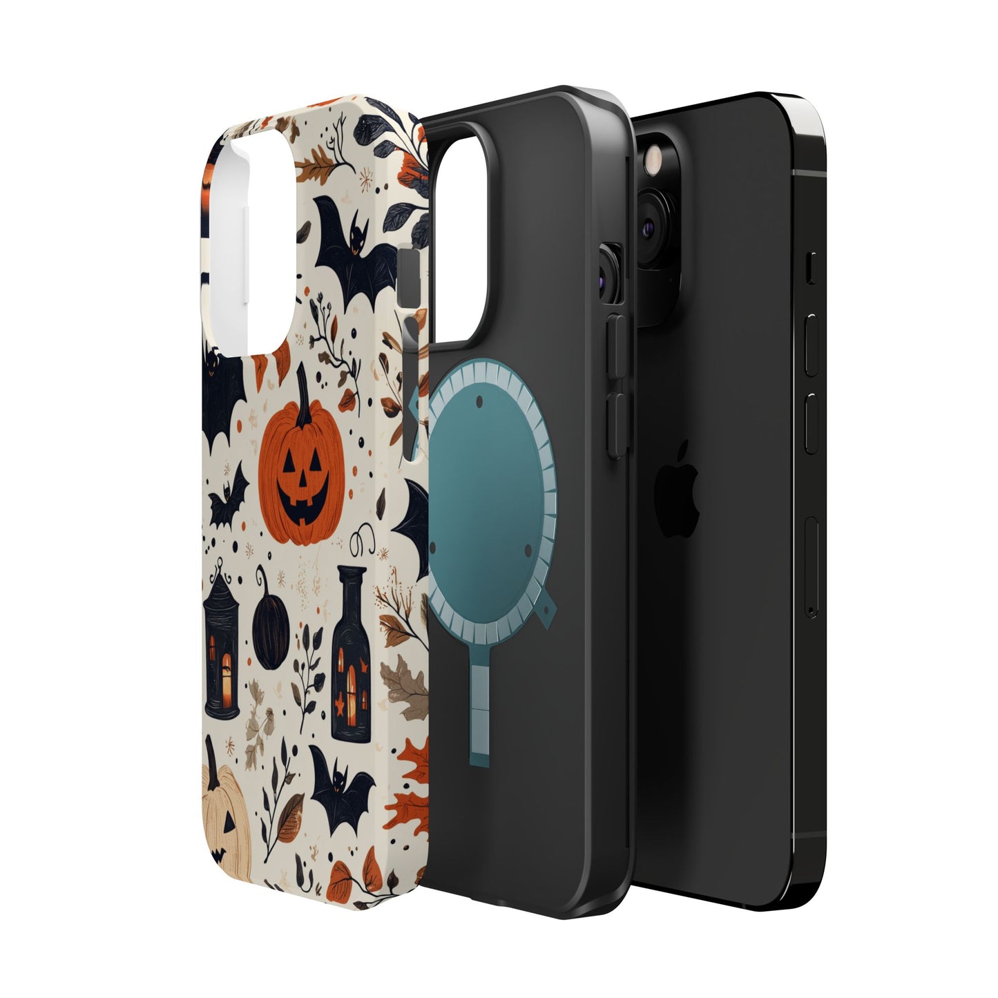 Charming Halloween MagSafe iPhone Case – Pumpkin, Bats, and Spooky Lantern Design