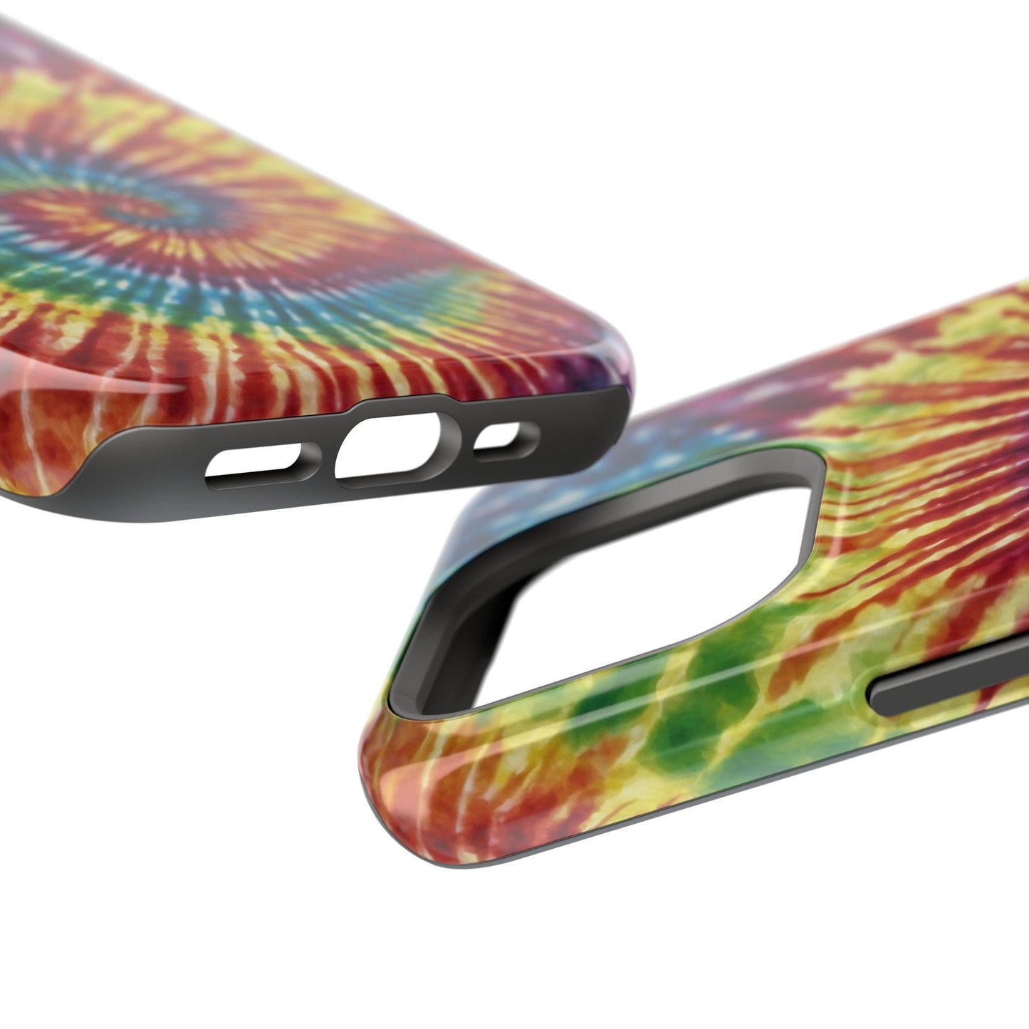 Vibrant Spiral Tie-Dye MagSafe Case – Retro Rainbow Design