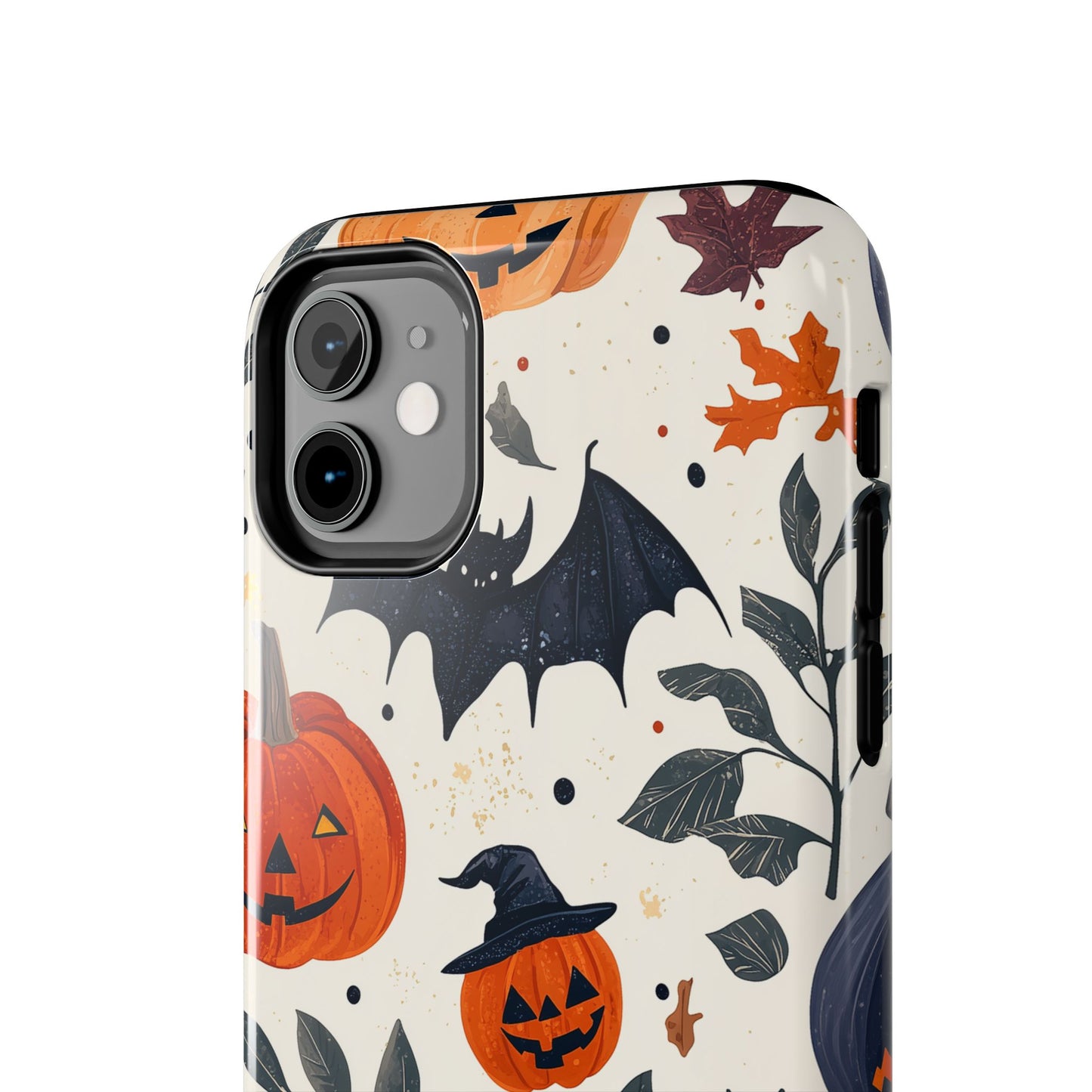 Spooky Halloween iPhone Case – Pumpkins, Bats, and Spider Design