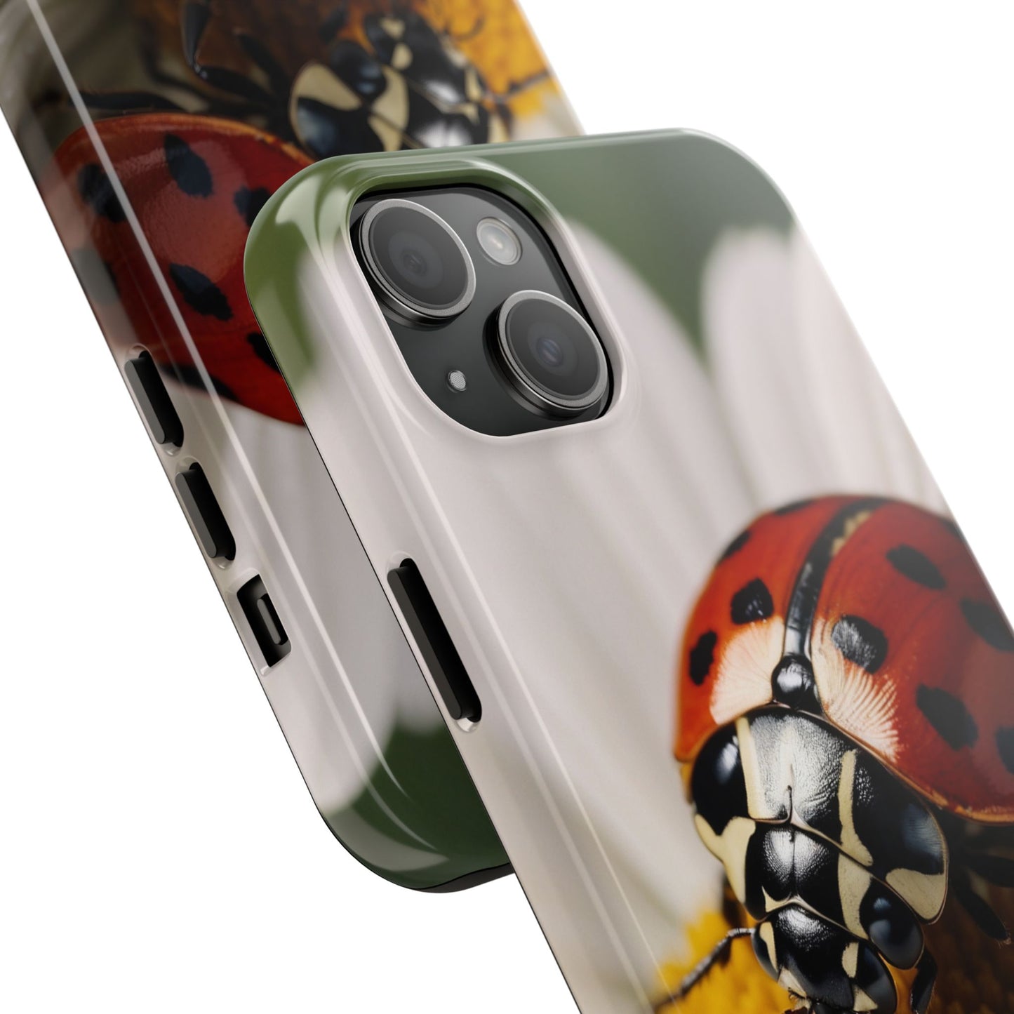 iPhone Case: Ladybug on White Daisy