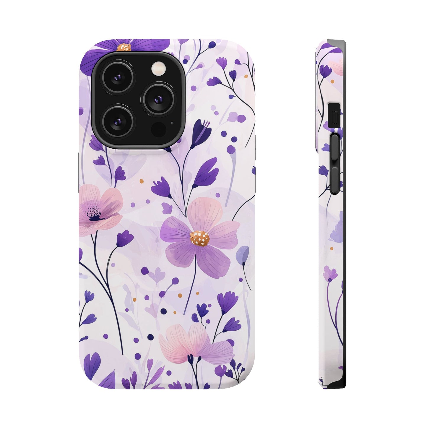 Purple Floral Bliss MagSafe iPhone Case – Delicate Blossom Design