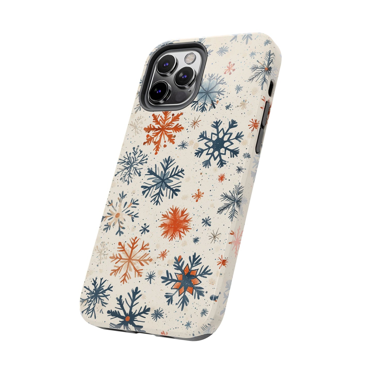 Rustic Orange and Blue Snowflake Pattern – iPhone Series Case