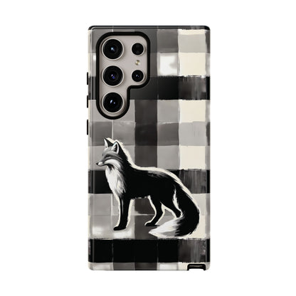 Black White Fox Phone Case - Monochrome Mystique