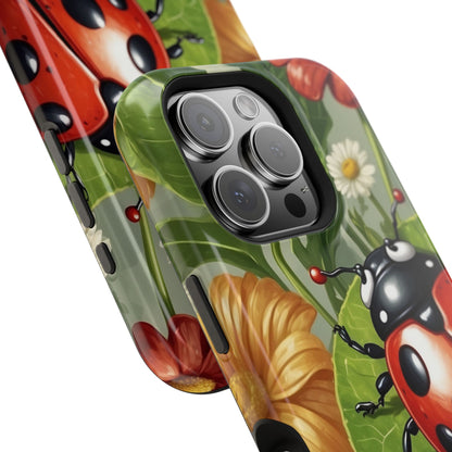 Ladybug Garden MagSafe iPhone Case – Whimsical Floral Design