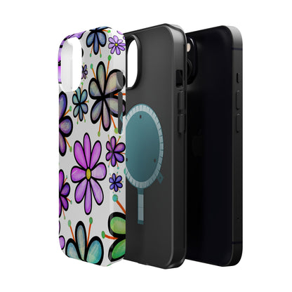 Whimsical Lavender Floral MagSafe iPhone Case – Ultra-Slim, High-Gloss Finish