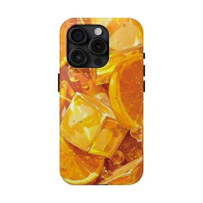 Citrus Splash iPhone Case – Bright Orange Slices & Ice, Dual-Layer Protection