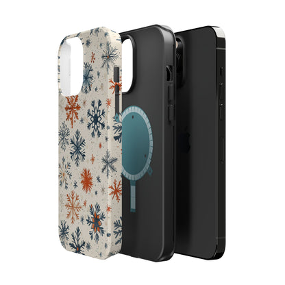 Rustic Orange and Blue Snowflake Pattern – MagSafe iPhone Series Case