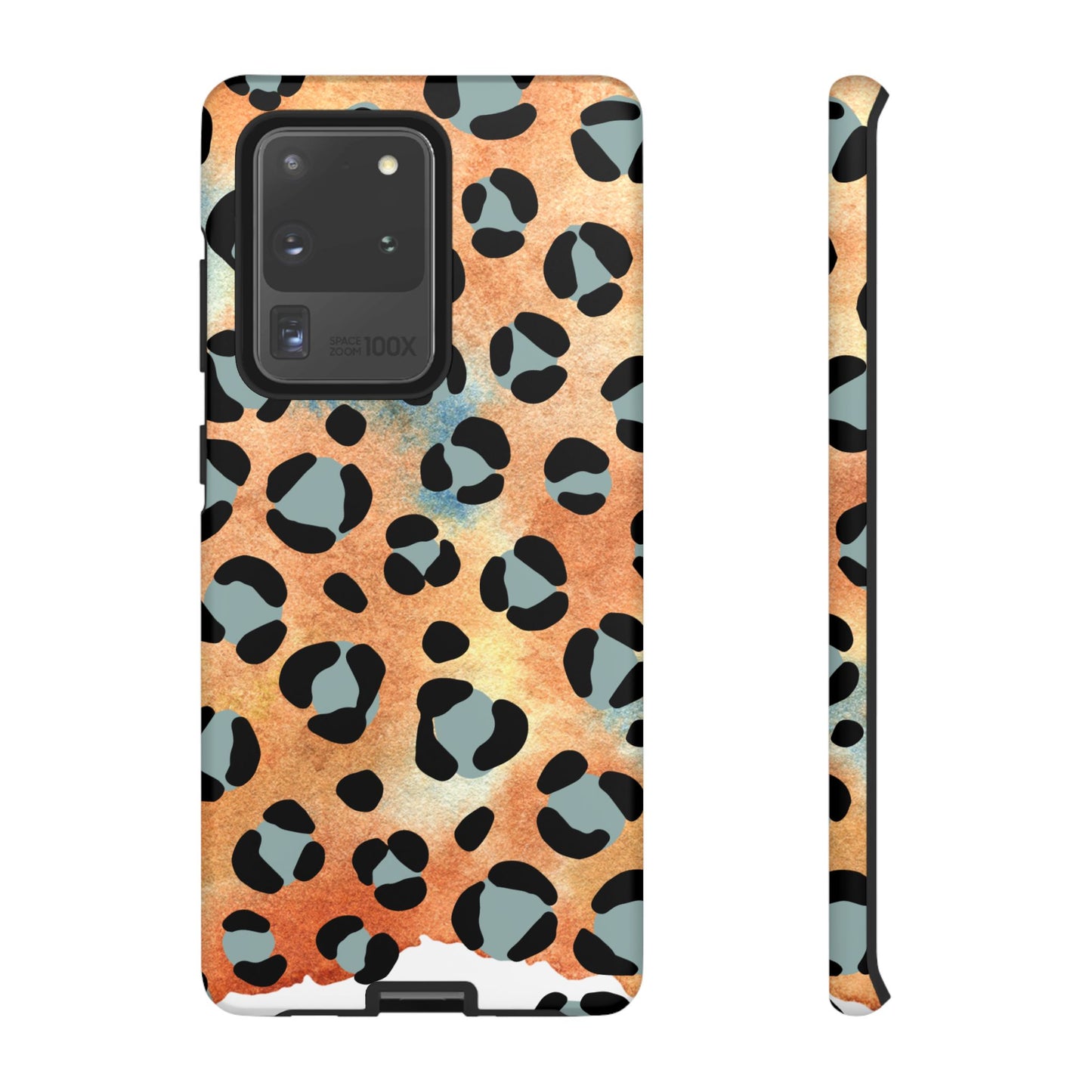 Sunset Watercolor Leopard Print Tough Samsung Galaxy Case – Artistic Animal Pattern with Dual-Layer Protection