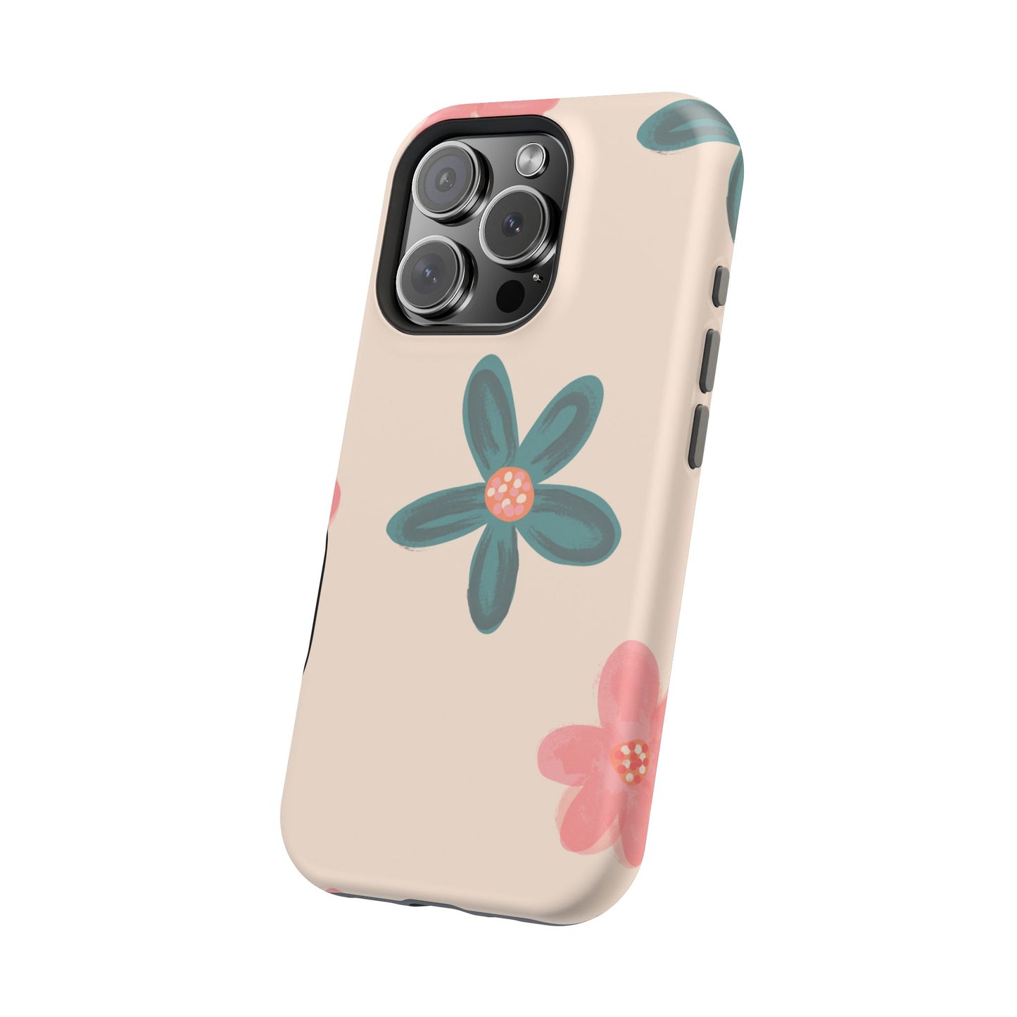 Vintage Floral Tough MagSafe iPhone Case – Soft Matte Finish with Dual-Layer Protection