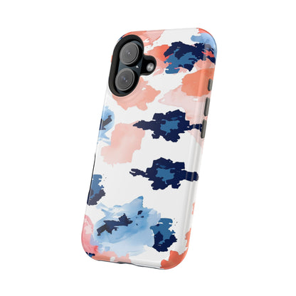 Abstract Coral & Navy Watercolor Design – MagSafe iPhone Case